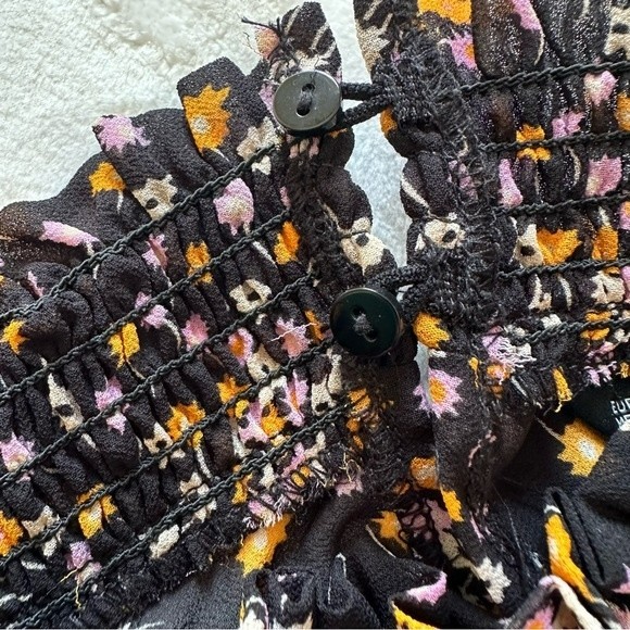 Boho Sfera Sheer Statement Sleeve Multi Colored Floral Blouse Top Size M - Picture 6 of 14